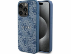 Guess Guess GUHMP14LG4GFRB Pevný kryt pro iPhone 14 Pro 6.1 modro/modrý 4G Collection Leather Metal Logo MagSafe