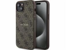 Guess Guess GUHMP15MG4GFRW Pouzdro pro iPhone 15 Plus / 14 Plus 6.7 hnědé/hnědé, kožené, kovové, s logem a MagSafe 4G