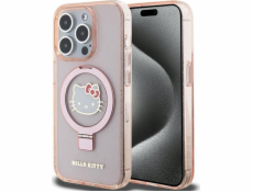 Sourcing Hello Kitty HKHMP15LHRSGEP Pevný kryt pro iPhone 15 Pro 6.1 růžový/růžový Kryt s kroužkem a stojánkem, třpytky, elektronika, logo MagSafe