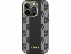 DKNY Kožený kryt DKNY MagSafe s jednobarevným kostkovaným vzorem – iPhone 14 Pro (černý)