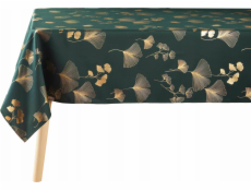 Douceur d`Interieur Obdélníkový ubrus pro interiérový design BLOOMY, lahvově zelená, zlatý ginkgo biloba