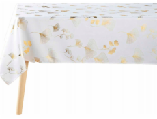 Douceur d`Interieur Obdélníkový ubrus pro interiérový design BLOOMY, bílý, zlatý ginkgo biloba