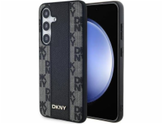 DKNY DKNY Kožený kryt MagSafe s monochromatickým kostkovaným vzorem pro Samsung Galaxy S24 (černý)
