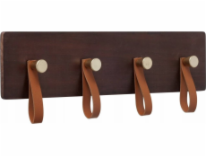 Boltze Nástěnný věšák na oblečení SKADO, borovicové dřevo s koženými úchyty, 40 x 13 cm