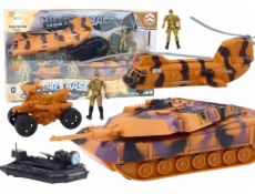 LeanToys Vojenská sada Vojenský tank Vrtulník Vrtulník Výsadkář Zvuky