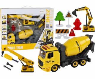 LeanToys Stavební vozidla Zvukové světlo 1:12 DIY Míchačk...
