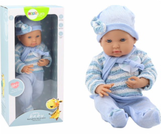LeanToys Baby Doll Pruhovaný svetr, čepice a šátek modrý