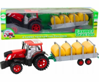 LeanToys Velký zemědělský traktor s přívěsem a balíky sen...