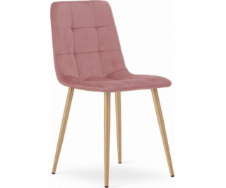 Leobert Židle KARA - růžový samet / nohy v barvě dřeva x 1