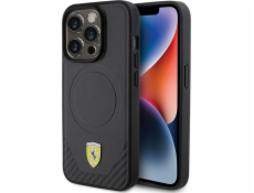 Ferrari FEHMP15LPTEK Pevný kryt pro iPhone 15 Pro 6.1 černý/černý s karbonovým kovovým logem a MagSafe