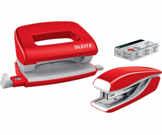 Leitz Stapler Stapler + Hole Puncher Mini NeXXt WOW červená