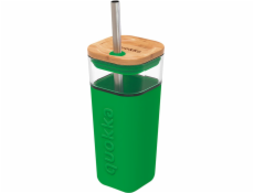 Quokka Quokka Liquid Cube - skleněný hrnek 540 ml s brčkem z nerezové oceli (zelený)