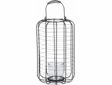 Home Styling Collection Kolekce bytového stylingu Kovová lucerna se skleněným svícnem, O 23,5 cm, černá