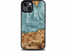 BeWood Unikátní kryt Bewood z uranového dřeva a pryskyřice pro iPhone 15 Plus - modrobílý