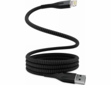 STATIK Statik MagStack USB kabel - USB-A - Lightning kabel 2m, nylonový opletený, magneticky vinutý (černý)