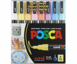 Posca Sada fixů UNI PC-3M, 8 ks, pastelová