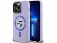 Karl Lagerfeld Karl Lagerfeld KLHMP14LSCMKCRHU Silikonový kroužek s náhlavní soupravou KC MagSafe pro iPhone 14 Pro 6.1 fialový/fialový