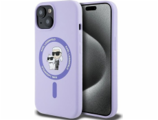 Karl Lagerfeld Karl Lagerfeld KLHMP15SSCMKCRHU Pevný silikonový kryt pro iPhone 15 6.1 fialový/fialový s kroužkem MagSafe KC Heads