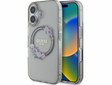 Guess Guess GUHMP16SHFWFCK Pouzdro IML Flowers Wreath MagSafe pro iPhone 16 6.1 černé/černé
