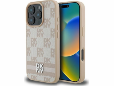 DKNY DKNY DKHCP16XPCPTSSP Pevný kryt pro iPhone 16 Pro Max 6.9 růžový/růžový s kostkovaným vzorem a potištěnými pruhy