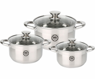 MG Home Ocelové hrnce MG Home Moderno sada 3 hrnců s pokl...