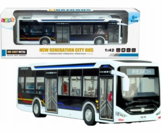 LeanToys Elektrický městský autobus 1:42 Kovová světla Bílá