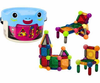 LeanToys Magnetické bloky se světlem v kbelíku 80 dílků
