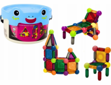 LeanToys Magnetické bloky se světlem v kbelíku 80 dílků