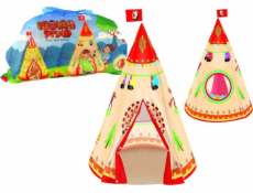 LeanToys Dětský stan týpí ve stylu indiánské zahrady krémový 160 cm x 105 cm