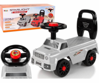 LeanToys Odrážedlo QX-5500- 2 Klakson s opěradlem, stříbrné