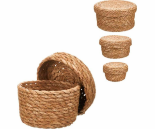 Giftdecor Přírodní tkané úložné koše 3 kusy