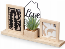 Giftdecor Dárkový dekorační rám Stojací fotorámeček s rostlinou LOVE, 40 x 23 x 7 cm