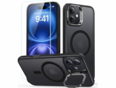 ESR ESR Classic Hybrid Kickstand Halolock MagSafe Case Set + Tvrzené sklo pro iPhone 16 - Černá