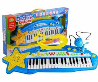 LeanToys Velká klávesnice 37 kláves MP3 + mikrofon modrá ...