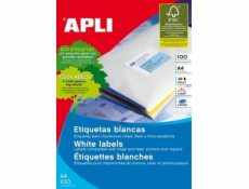 Apli Univerzální etikety APLI, 105x74mm, obdélníkové, bílé, 100 listů