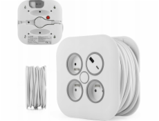 Plastrol Prodlužovací kabel samonavíjecí, 10 m, 3x1 mm2, 10 A s tepelnou pojistkou + USB-A + USB-C