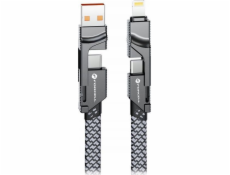 ForCell Kabel FORCELL F-ENERGY C241 4v1 Typ C / USB A na Typ C / Lightning QC PD 3A 60W 1 m chromovaný