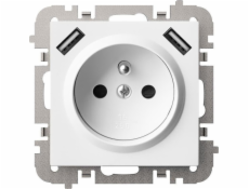 Elektro-Plast SANTRA zásuvka 2P+Z 2xUSB Power bez rámečku zapuštěná bílá 4188-10