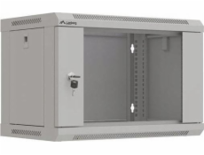 Lanberg 19  6U 540x350 šedá závěsná racková skříň se skleněnými dvířky (ploché balení)