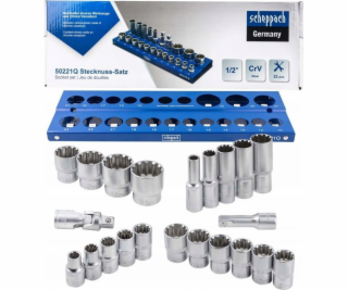 Scheppach Sada zásuvek 1/2 SPLINE 22 ks. (10–32 mm) (12st...