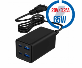 GAMBIRD GaN, 2xType C/2xUSB, Nabíjačka 65W