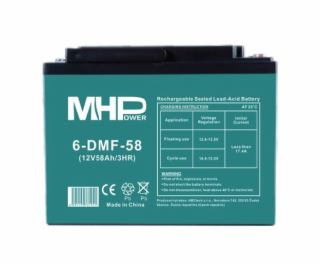 Baterie MHPower 6-DMF-58 Trakční gelová, 12V/58Ah, Termin...