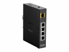 D-Link DIS 100G-5PSW - Přepínač - neřízený - 4 x 10/100/1000 (PoE+) + 1 x gigabitů SFP - lze montovat na konzolu DIN, pro připevnění na zeď - PoE+ (120 W) - DC napájení