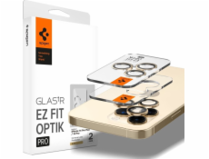 Spigen Tvrzené sklo Optik.tr ez Fit pro fotoaparát Apple iPhone 14 Pro/14 Pro Max zlaté [2 ks]