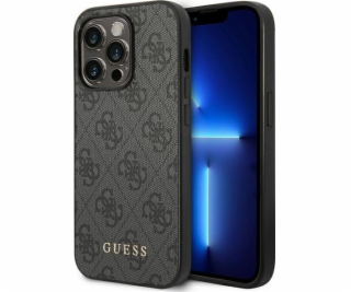 Guess Pouzdro Guess pro iPhone 14 Pro, šedý kov, zlaté logo