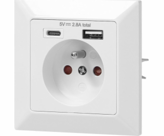 Orno Jednoduchá zásuvka 2P+Z, 2xUSB (OR-AE-13232)