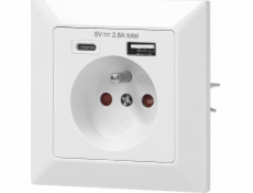 Orno Jednoduchá zásuvka 2P+Z, 2xUSB (OR-AE-13232)