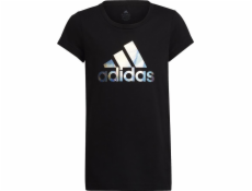 Adidas Dívčí tričko s metalickým potiskem adidas Dance Metallic Print Tee Jr HD4407 HD4407 černé 140 cm