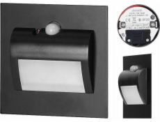 Orno DRACO LED NOVÉ schodišťové světlo 1,5 W, zapuštěné schodišťové světlo, 12 V DC, 30 lm, 4000 K, černé, senzor pohybu a soumraku AD-OS-6164LR4/B