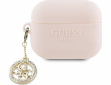 Guess Guess 3D gumový diamantový přívěsek 4G – pouzdro na AirPods Pro 2 (růžové)
